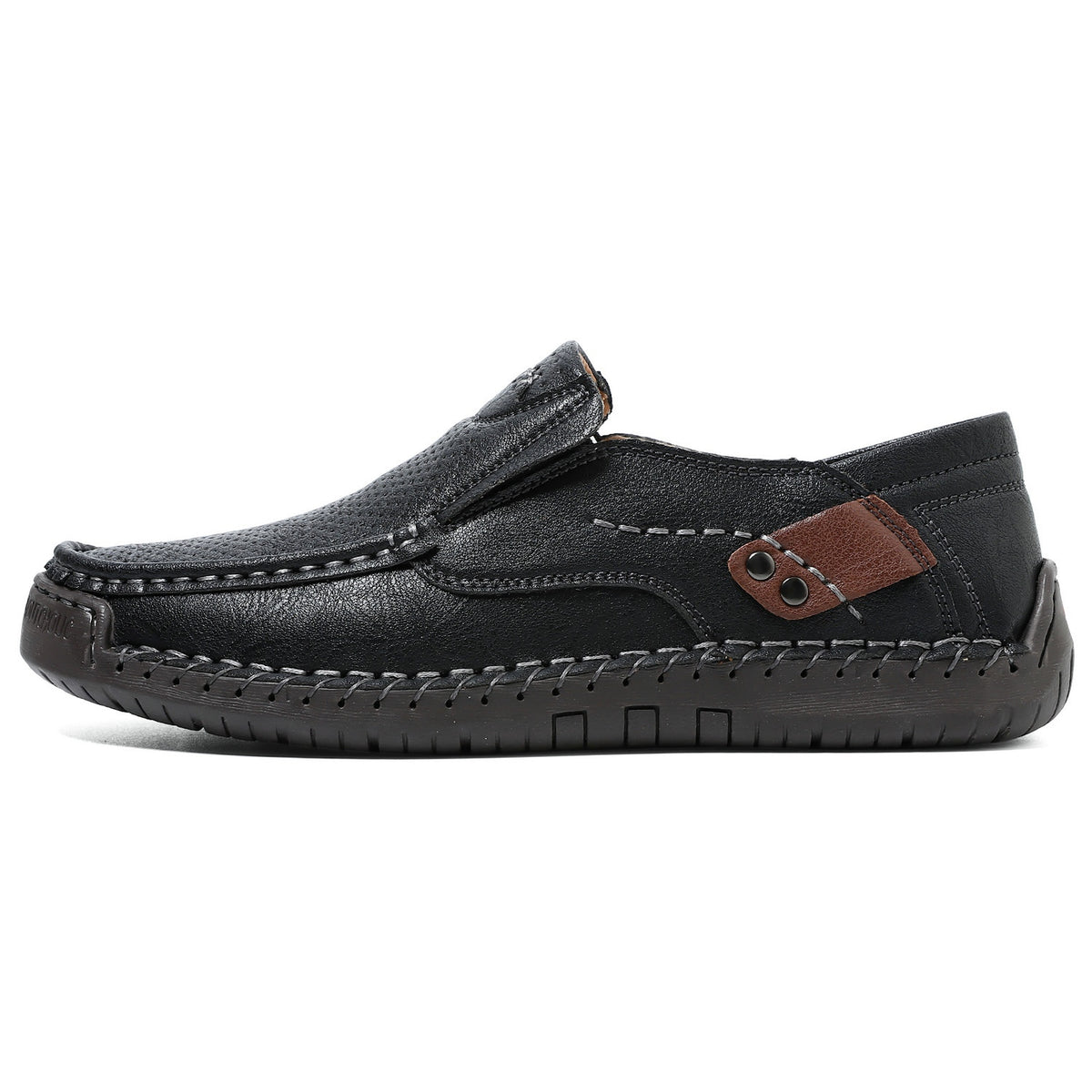 Men's Hand-Stitched Wide Toe Box Slip-On Casual Shoes