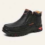 Mens Moc Toe Slip On Ankle Boots with Side Elastic and Lug Rubber Sole