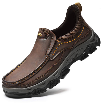 Men's Wide Fit Moc Toe Slip-On Shoes Memory Foam Insole
