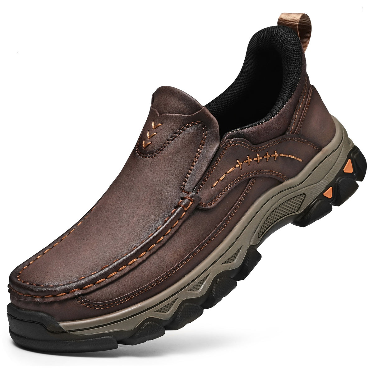 Men's Wide Fit Moc Toe Slip-On Shoes Memory Foam Insole