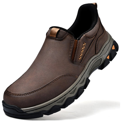 Men's Wide Fit Plain Toe Slip-On Shoes Memory Foam Insole
