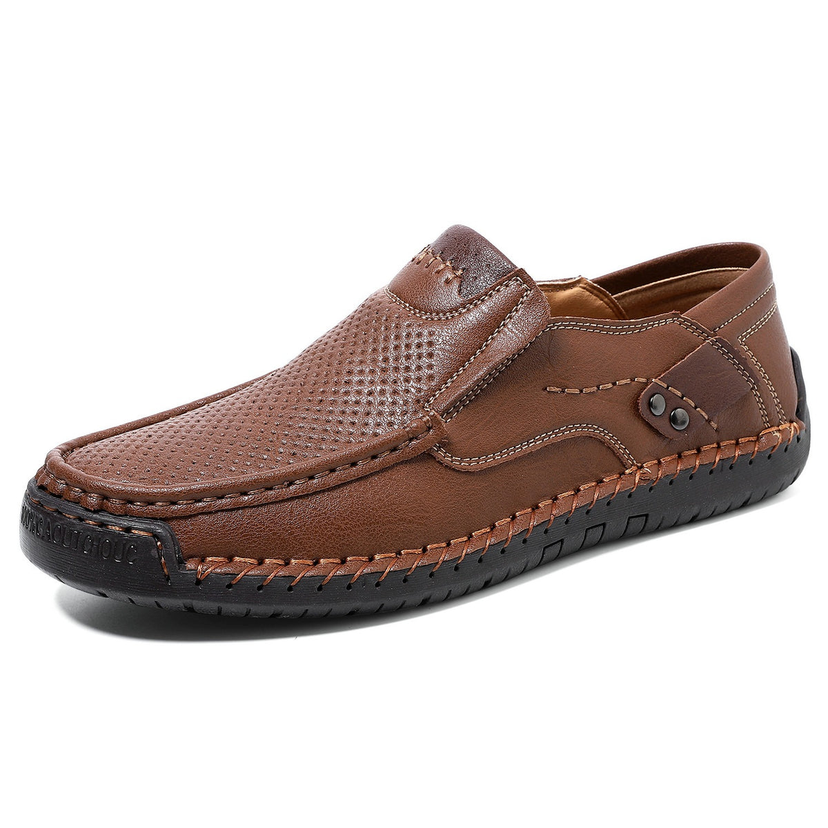 Men's Hand-Stitched Wide Toe Box Slip-On Casual Shoes