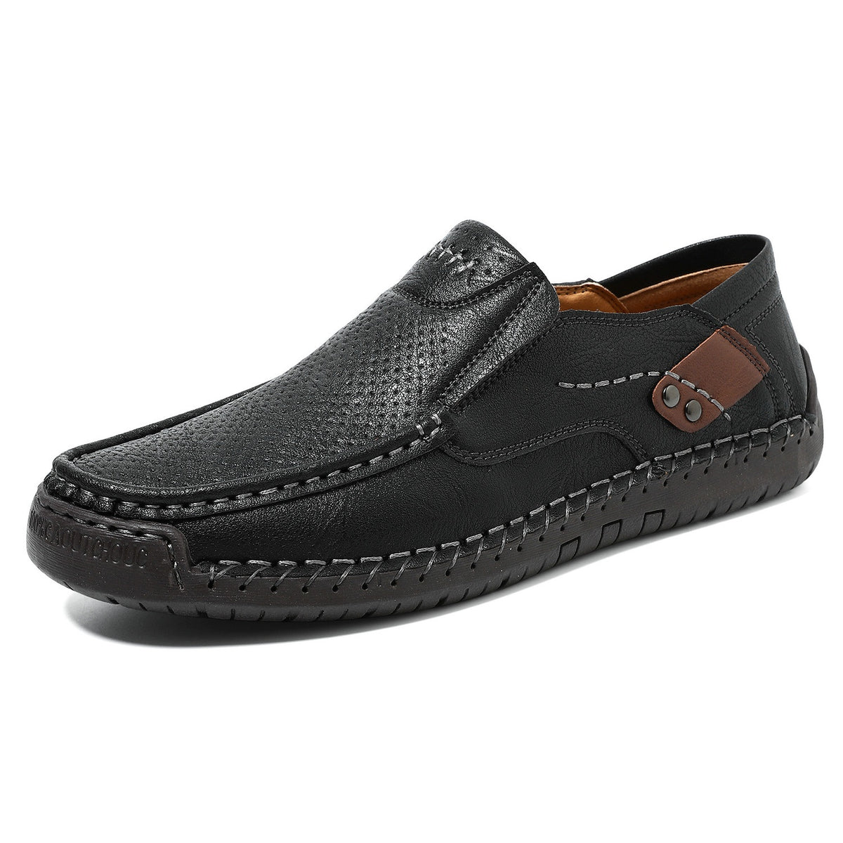 Men's Hand-Stitched Wide Toe Box Slip-On Casual Shoes
