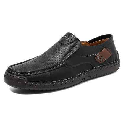 Men's Hand-Stitched Wide Toe Box Slip-On Casual Shoes