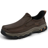 Men's Wide Fit Moc Toe Slip-On Casual Shoes Rubber Outsole