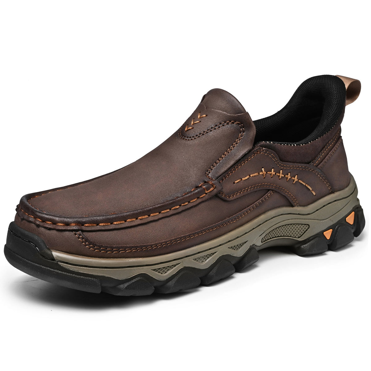 Men's Wide Fit Moc Toe Slip-On Shoes Memory Foam Insole