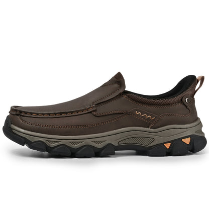 Men's Wide Fit Moc Toe Slip-On Casual Shoes Rubber Outsole