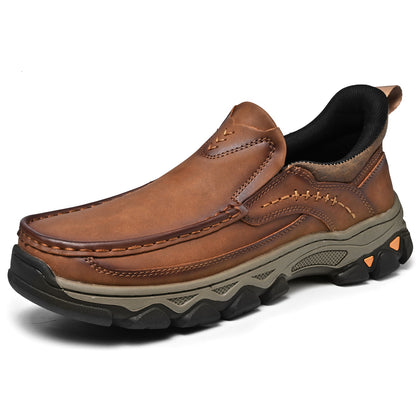 Men's Wide Fit Moc Toe Slip-On Shoes Memory Foam Insole