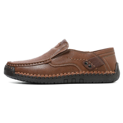 Men's Hand-Stitched Wide Toe Box Slip-On Casual Shoes