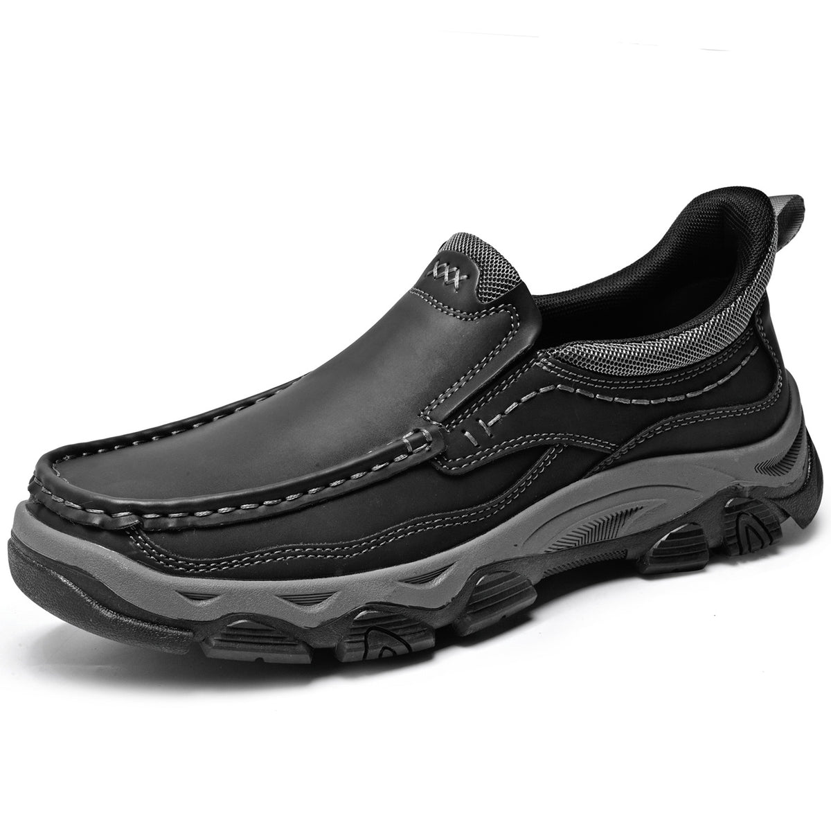 Men's Wide Fit Moc Toe Slip-On Shoes Memory Foam Insole