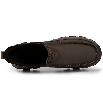 Men's Wide Fit Moc Toe Slip-On Casual Shoes Rubber Outsole