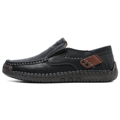Men's Hand-Stitched Wide Toe Box Slip-On Casual Shoes