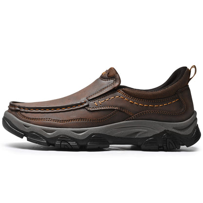 Men's Wide Fit Moc Toe Slip-On Shoes Memory Foam Insole