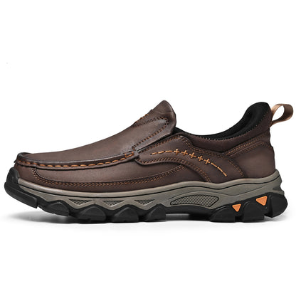 Men's Wide Fit Moc Toe Slip-On Shoes Memory Foam Insole