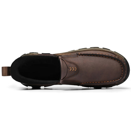 Men's Wide Fit Moc Toe Slip-On Shoes Memory Foam Insole