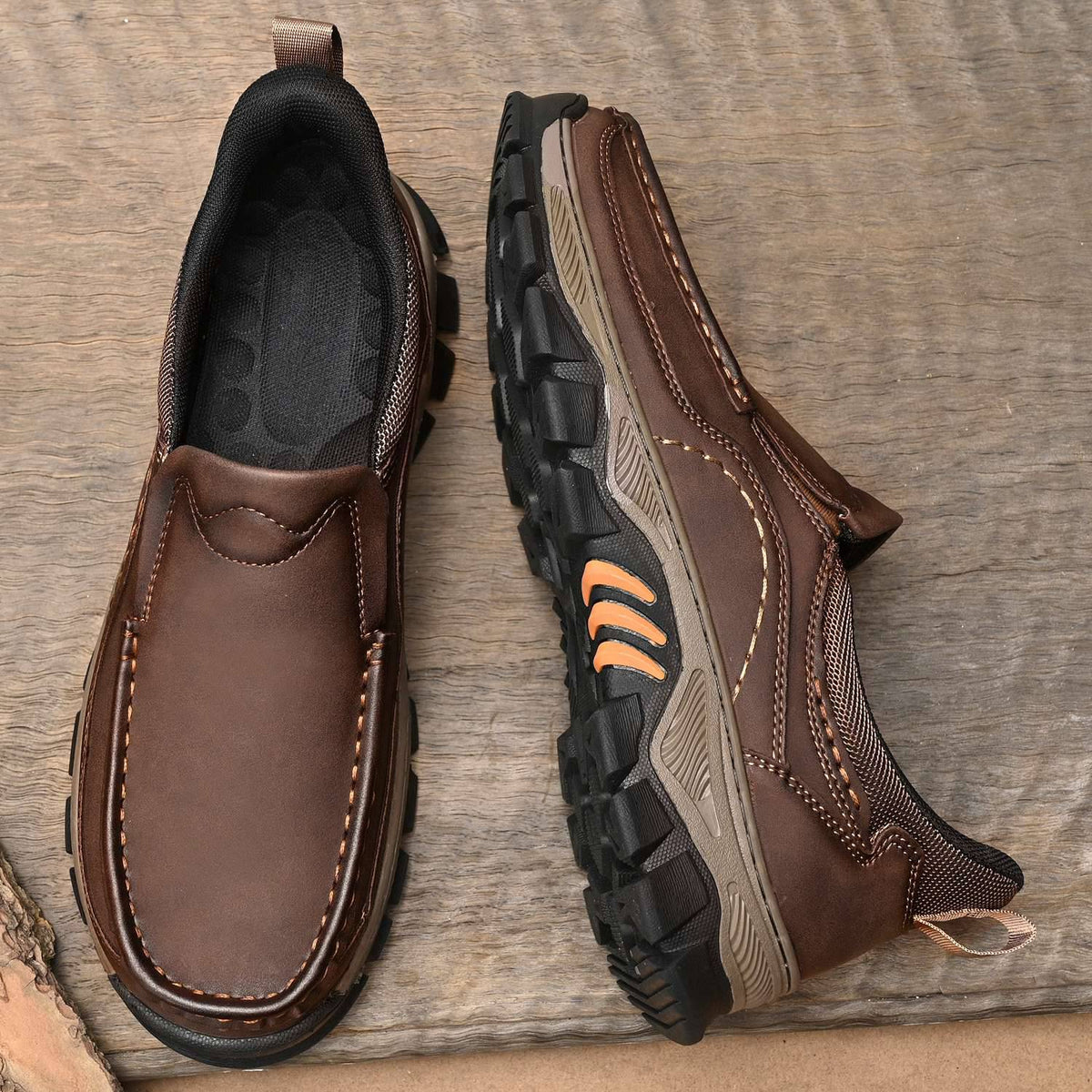Men's Wide Fit Moc Toe Slip-On Casual Shoes Memory Foam