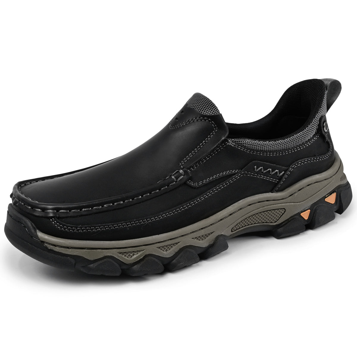 Men's Wide Fit Moc Toe Slip-On Casual Shoes Rubber Outsole