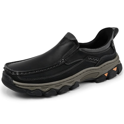 Men's Wide Fit Moc Toe Slip-On Casual Shoes Rubber Outsole