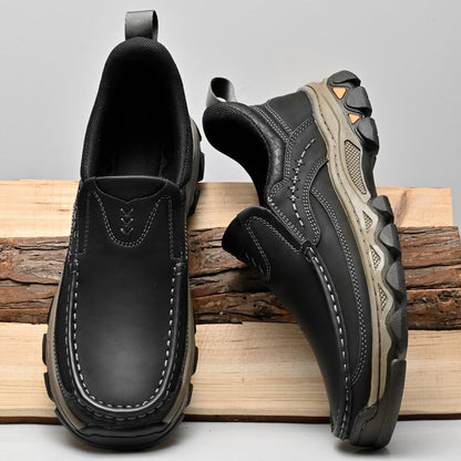 Men's Wide Fit Moc Toe Slip-On Shoes Memory Foam Insole