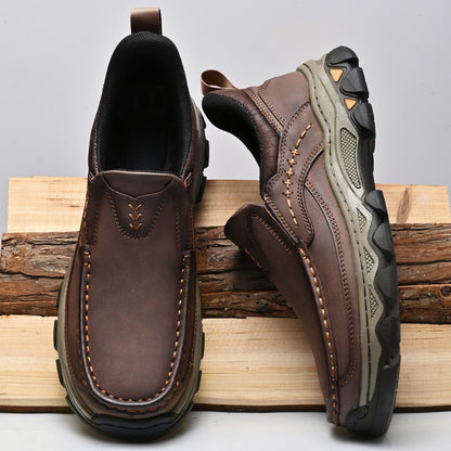 Men's Wide Fit Moc Toe Slip-On Shoes Memory Foam Insole