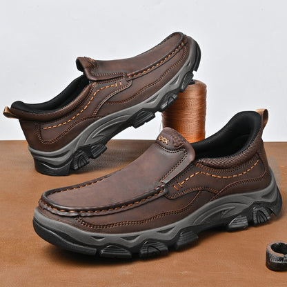 Men's Wide Fit Moc Toe Slip-On Shoes Memory Foam Insole