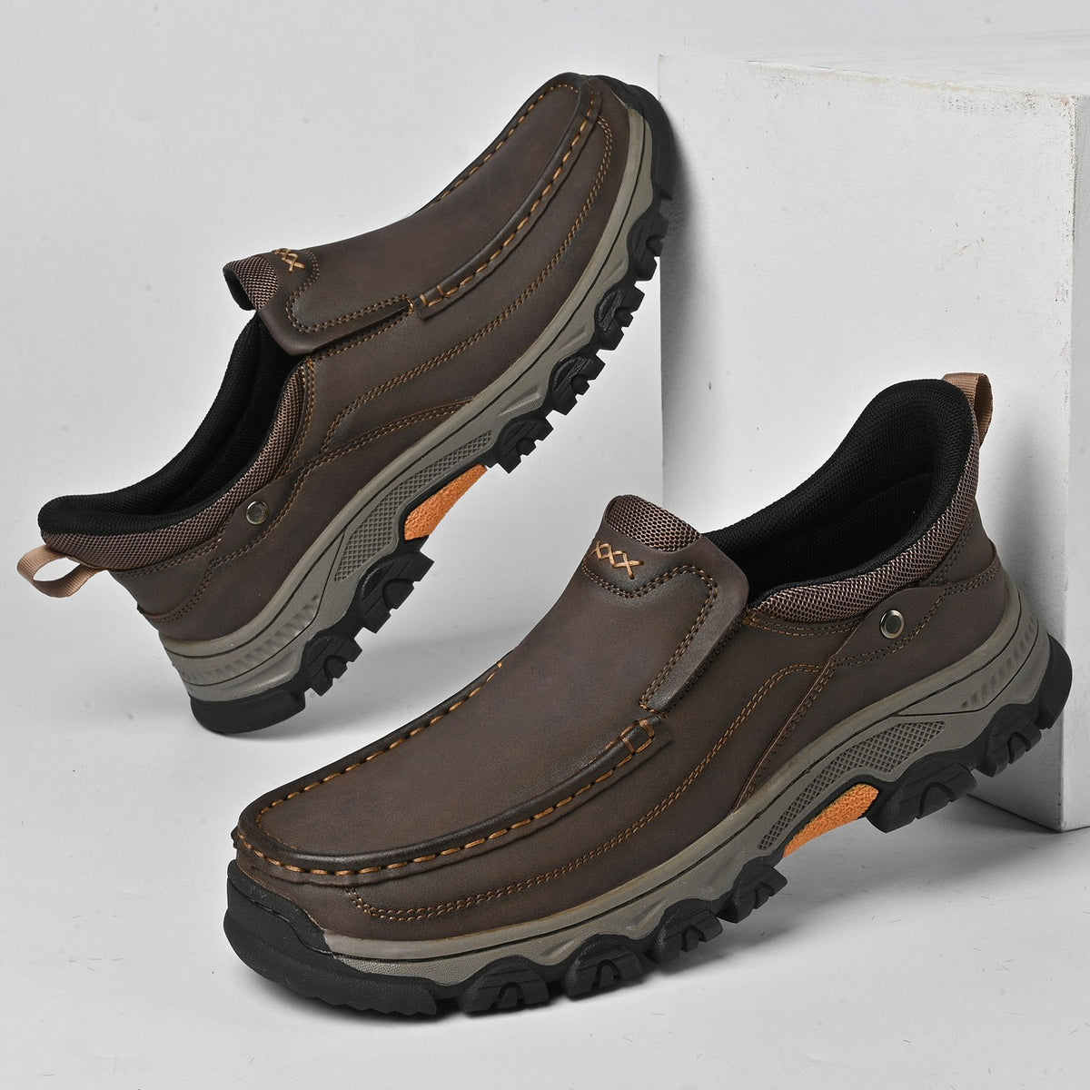 Men's Wide Moc Toe Slip-On Casual Shoes Rubber Outsole