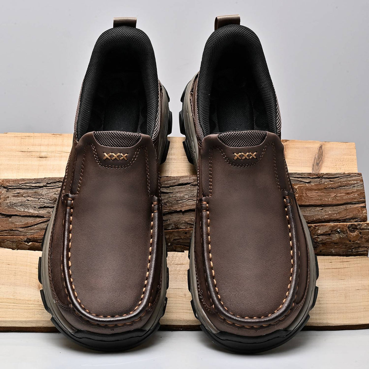 Men's Wide Moc Toe Slip-On Casual Shoes Mesh Lining