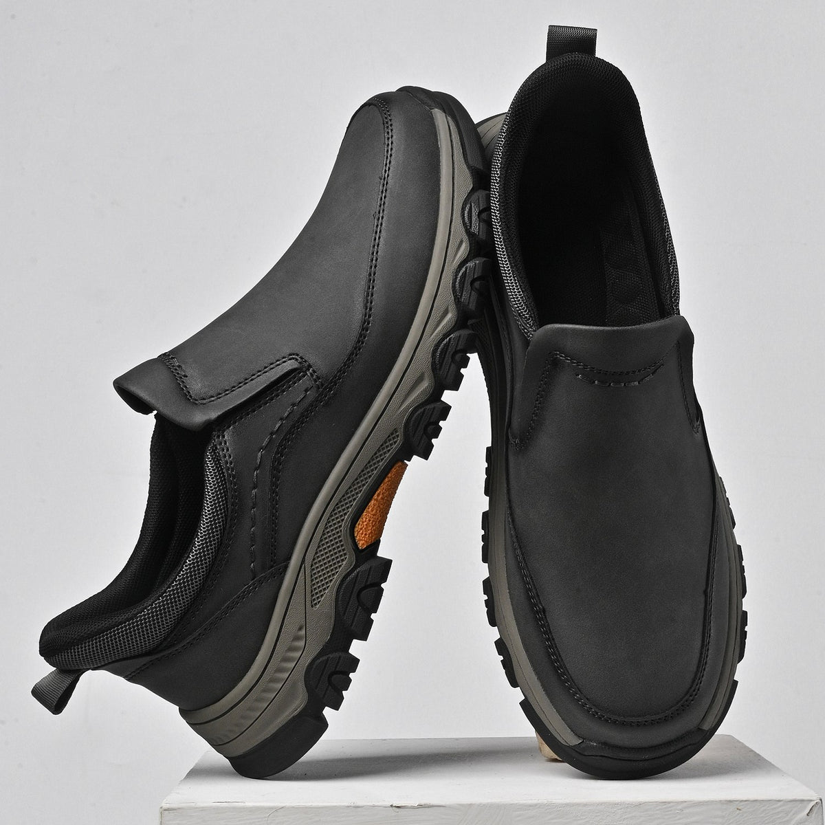 Men's Wide Plain Toe Slip-On Casual Shoes Rubber Outsole