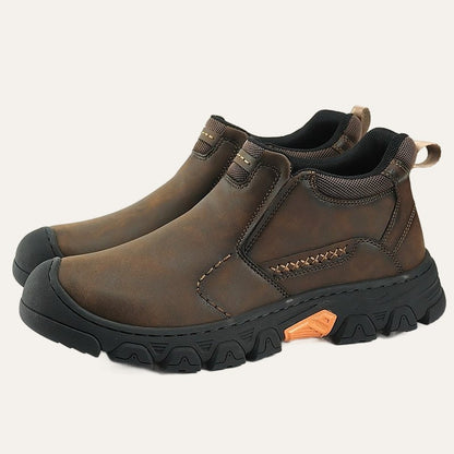 Brown – Men's Slip-On Ankle Casual Shoes Textured Rubber Outsole