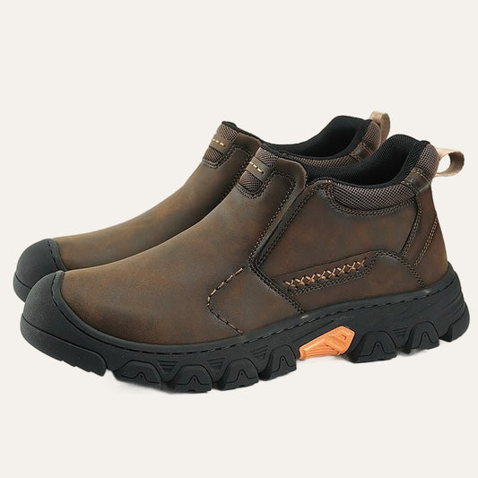 Brown – Men's Slip-On Ankle Casual Shoes Textured Rubber Outsole