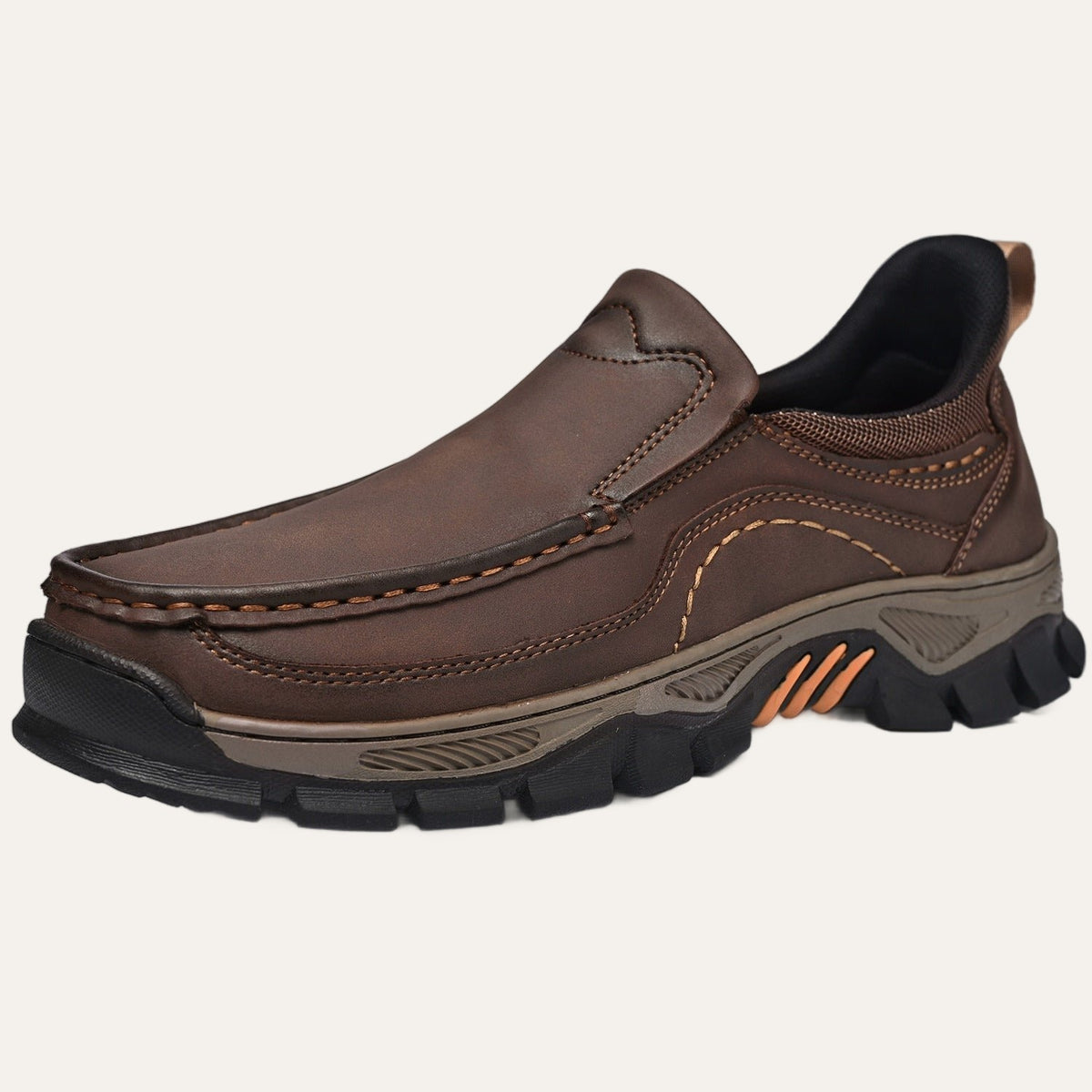 Dark Brown – Men's Wide Fit Moc Toe Slip-On Casual Shoes Memory Foam