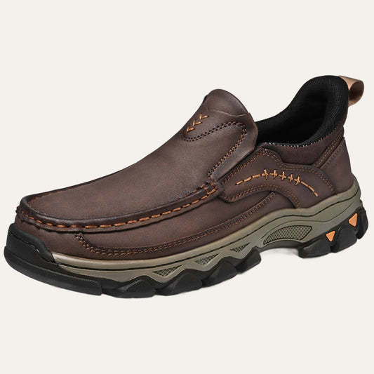 Dark Brown – Men's Wide Fit Moc Toe Slip-On Shoes Memory Foam Insole