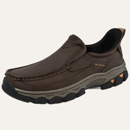Dark Brown – Men's Wide Fit Moc Toe Slip-On Casual Shoes Rubber Outsole