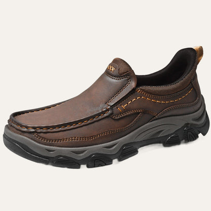Dark Brown – Men's Wide Fit Moc Toe Slip-On Shoes Memory Foam Insole