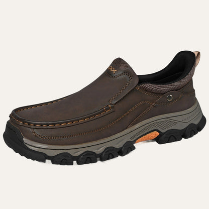 Dark Brown – Men's Wide Moc Toe Slip-On Casual Shoes Rubber Outsole