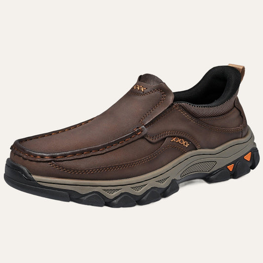 Dark Brown – Men's Wide Moc Toe Slip-On Casual Shoes Mesh Lining