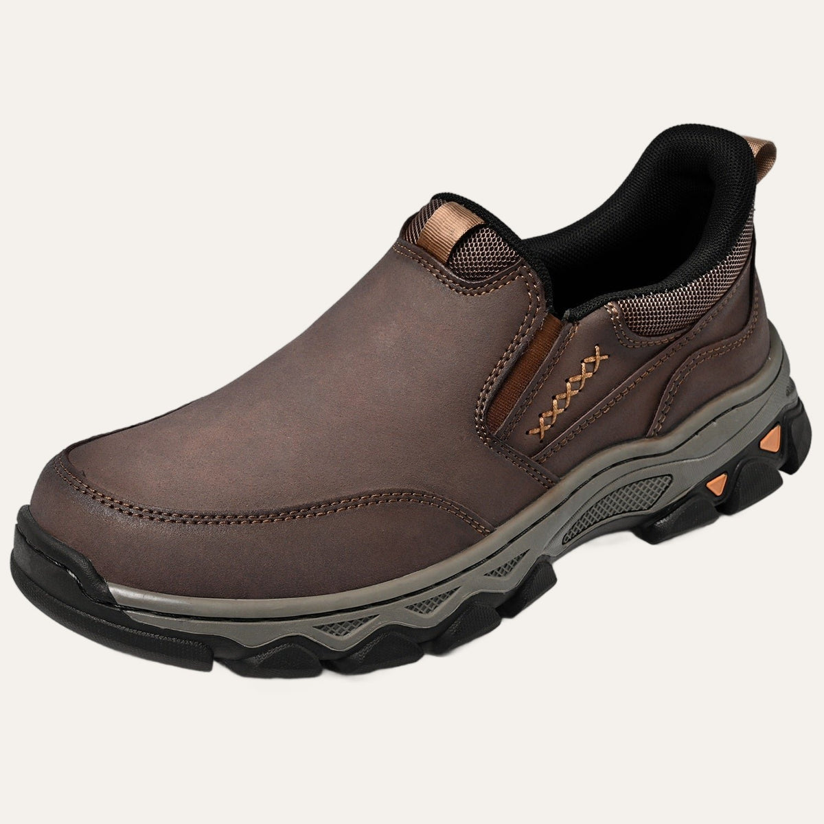 Dark Brown – Men's Wide Fit Plain Toe Slip-On Shoes Memory Foam Insole