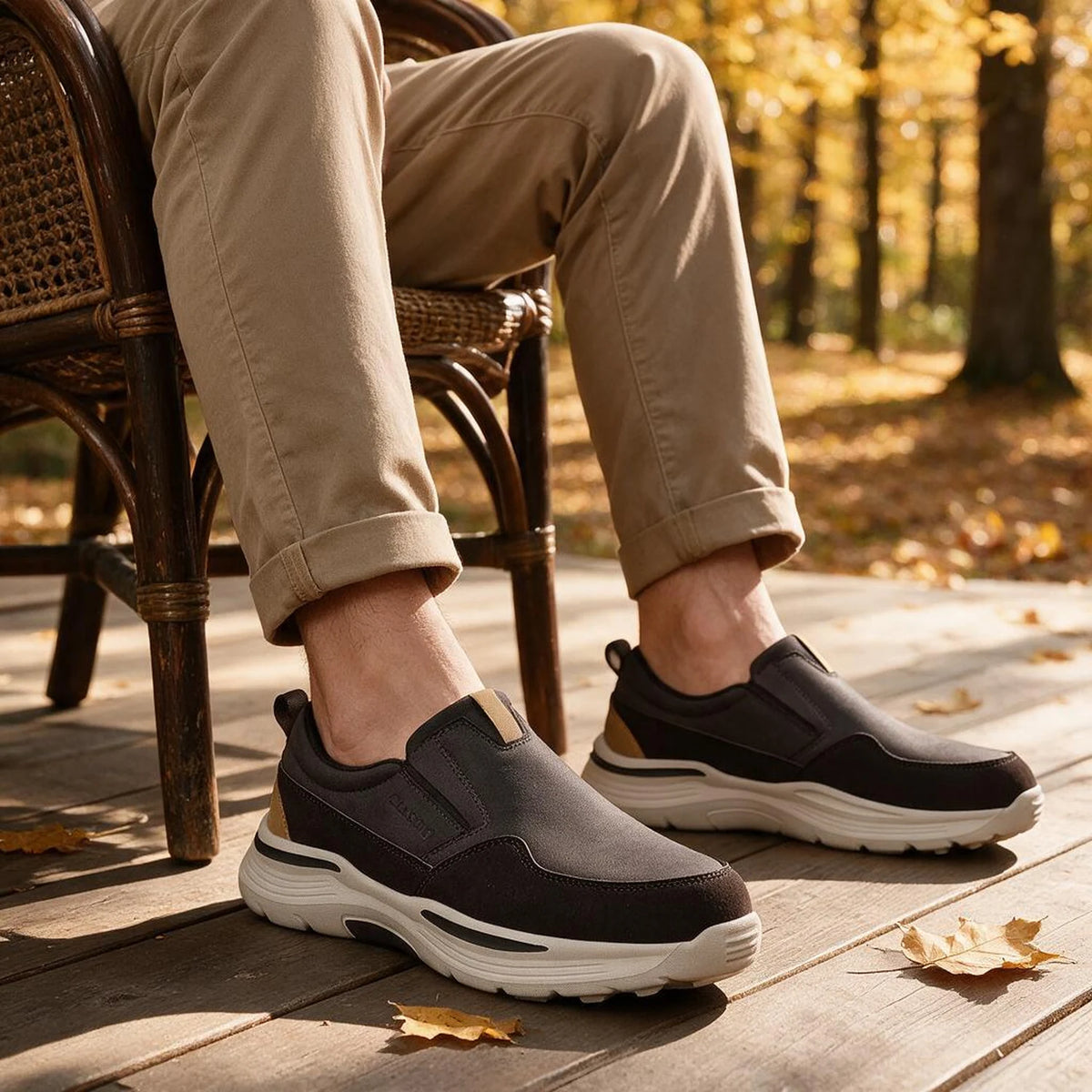 Mens Slip On Work Shoes with Arch Support and Cushioned Sole for Standing All Day