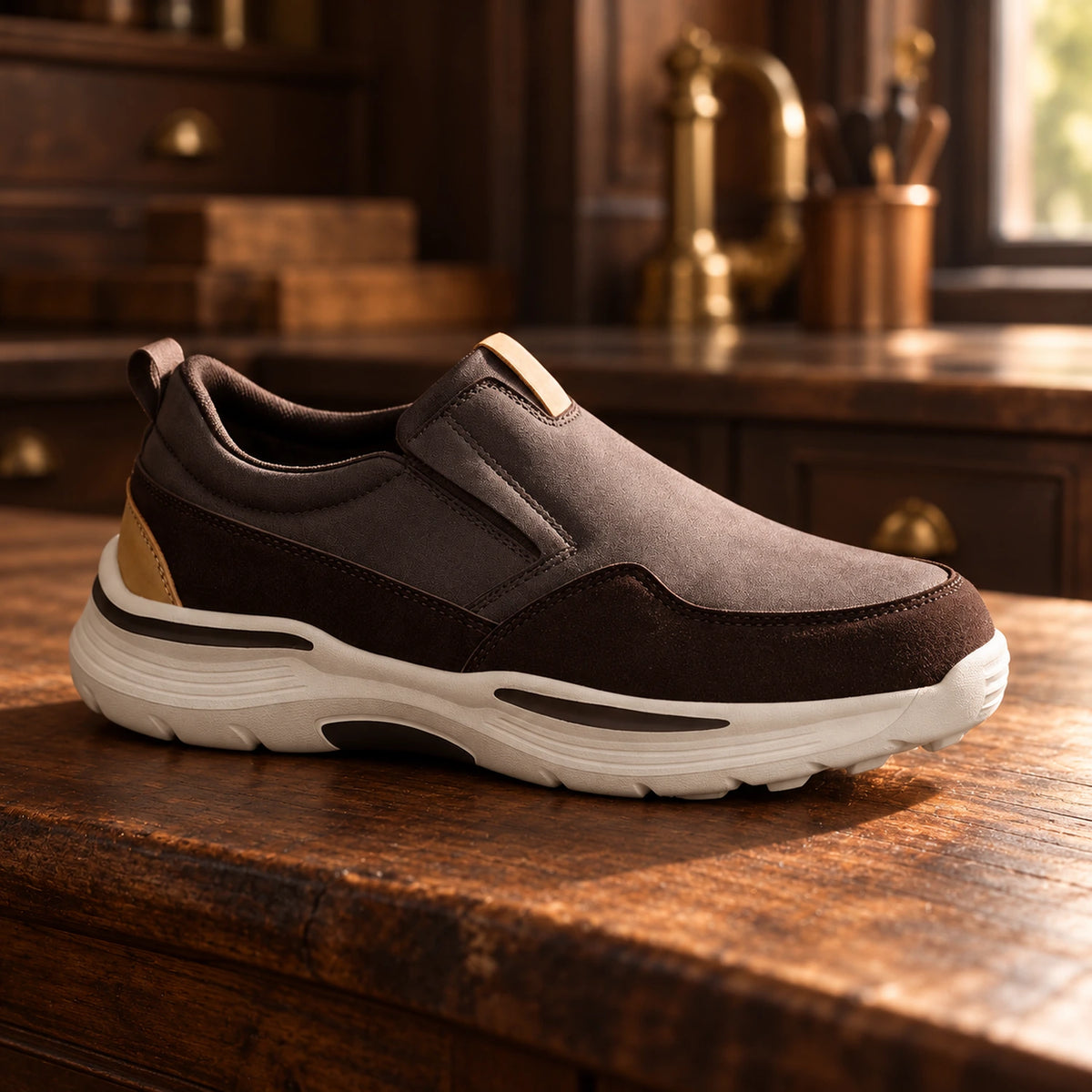 Mens Slip On Work Shoes with Arch Support and Cushioned Sole for Standing All Day
