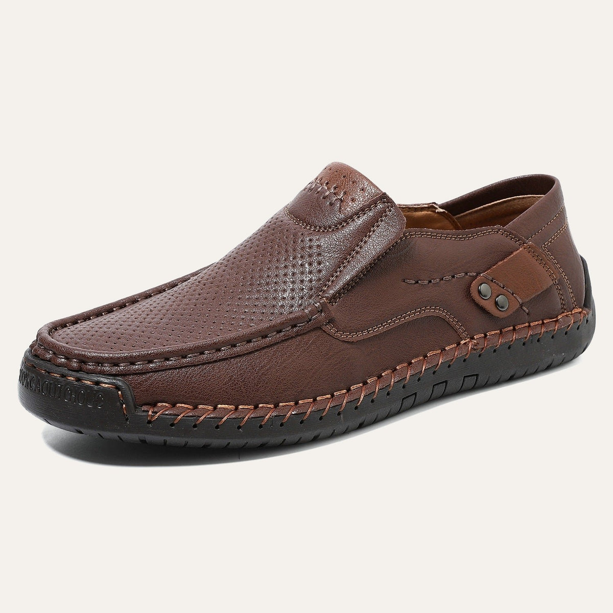 Tan – Men's Hand-Stitched Wide Toe Box Slip-On Casual Shoes